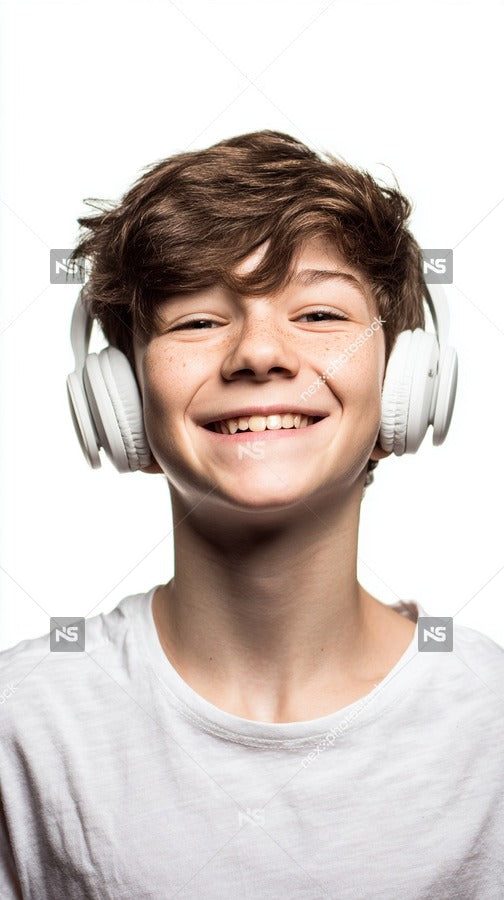 Young Man Wearing Headphones Smiling — Stock Photo