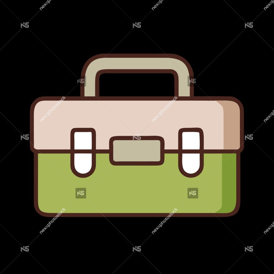 A Cartoon Illustration Of A Green And Pink Lunchbox With A Handle On Top Set Against A Black Background — Stock Vector