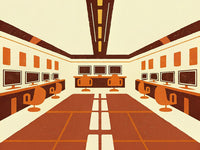 Computer Lab Interior With Multiple Workstations Each Equipped With A Computer Monitor And Keyboard Arranged In Rows On Either Side — Stock Illustration