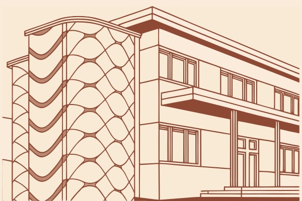 Displays An Architectural Rendering Of A Building Showcasing Its Design And Structure In Detail — Stock Vector