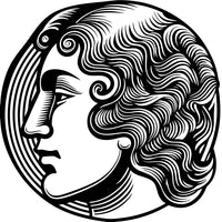 Black And White Portrait Of A Person S Head With Curly Hair And A Beard — Stock Vector