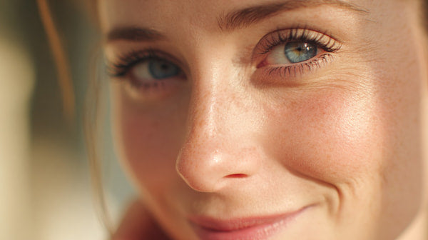 A Woman With Blue Eyes Is Captured In A Close Up Portrait — Stock Photo