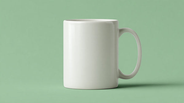 A White Coffee Mug Is Placed On A Table — Stock Photo