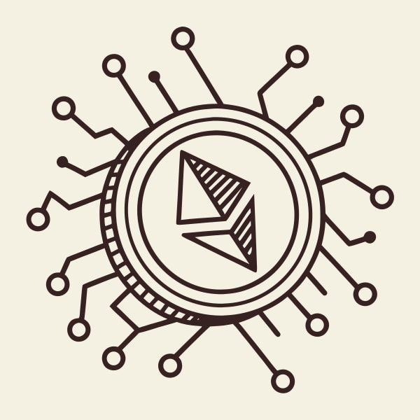 Cryptocurrency Logo Design With A Digital Circuit Like Pattern And A Stylized Coin Icon In The Center — Stock Vector