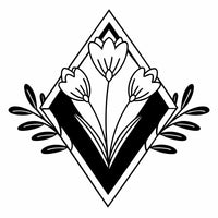 Black And White Floral Design A Diamond Shaped Pattern With Stylized Flowers And Leaves Set Against A Contrasting Background — Stock Vector