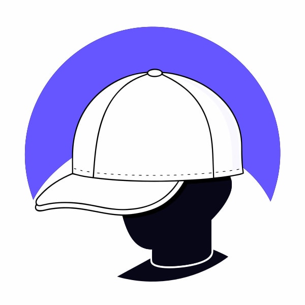 White Baseball Cap On A Black Silhouette Of A Person S Head Against A Blue Background — Stock Vector