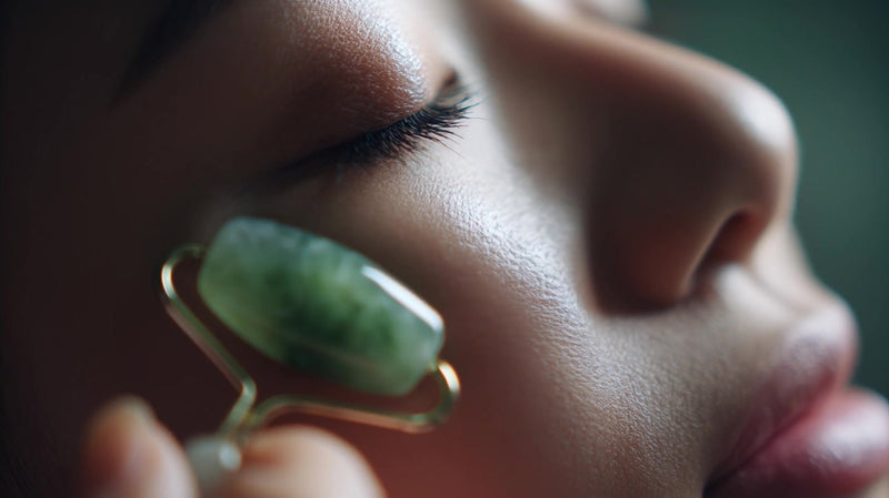 a jade roller a tool used in skin care is being held by a person s hand - Stock Video