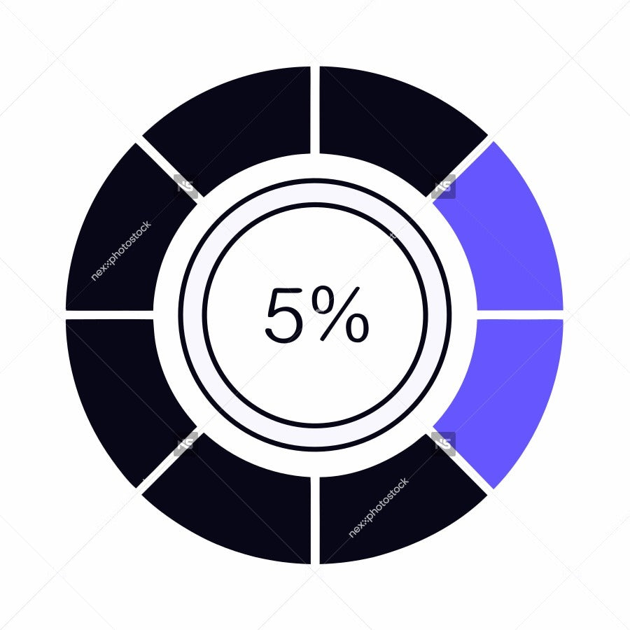 5 Chance Of Winning A Game Of Roulette Displayed On A Black And White Wheel With Blue And Purple Highlights — Stock Vector