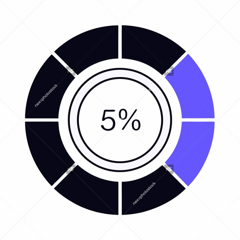5 Chance Of Winning A Game Of Roulette Displayed On A Black And White Wheel With Blue And Purple Highlights — Stock Vector