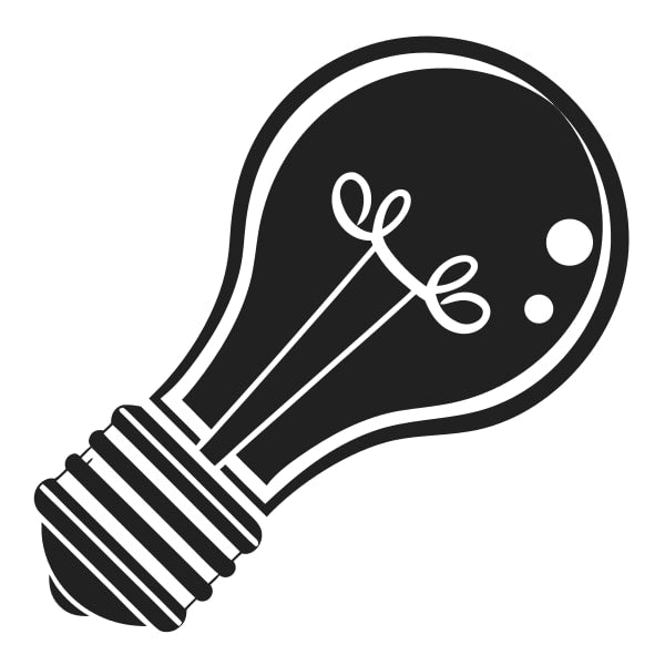A Black And White Light Bulb With A Bow On Top Set Against A Plain Background — Stock Vector