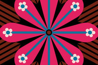 A Vibrant Floral Pattern With Pink And Blue Flowers Set Against A Dark Background — Stock Vector