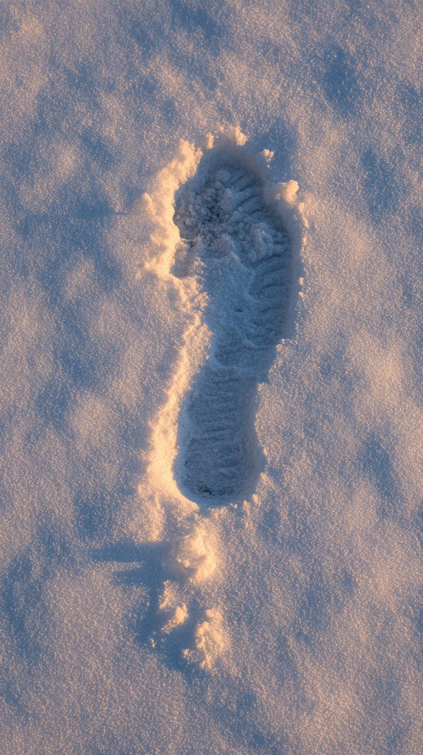 A Single Footprint Is Visible In The Snow Indicating A Recent Human Presence — Stock Photo