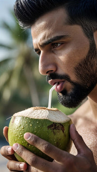 a man drinking coconut water - Stock Video