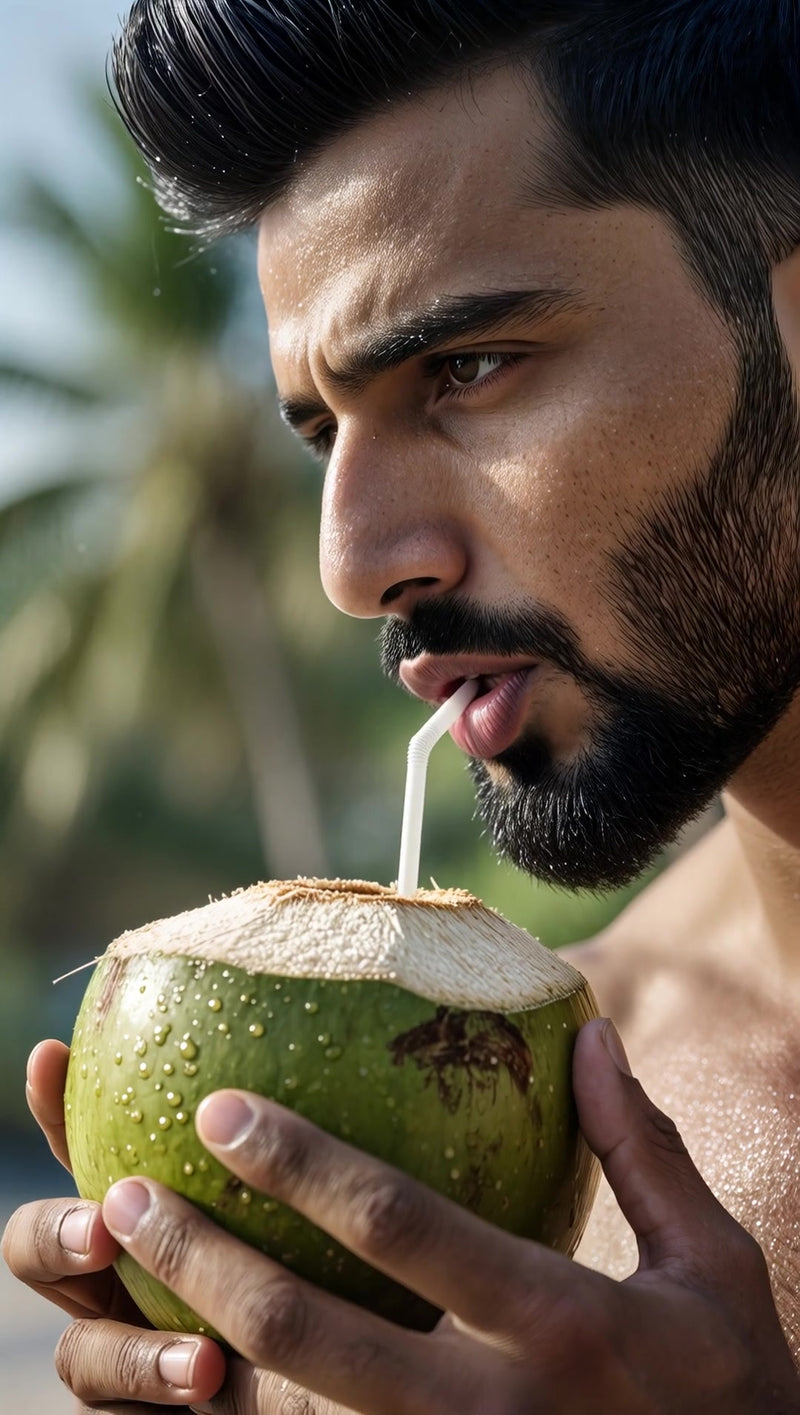 a man drinking coconut water - Stock Video
