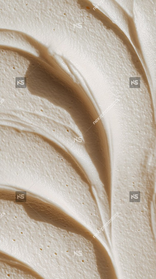 Displays A Close Up View Of A Creamy Substance With Swirling Patterns Resembling Ice Cream Whipped Cream Set Against A Neutral Background — Stock Photo