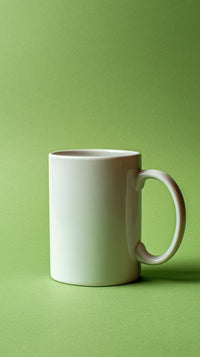A White Mug Is Placed On A Green Surface — Stock Photo