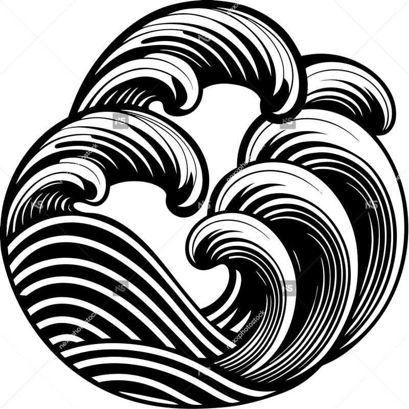 Black And White Waves — Stock Vector
