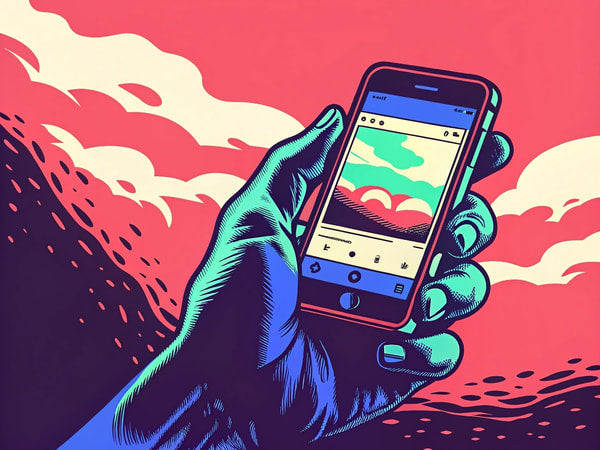 A Hand Holding A Smartphone — Stock Illustration