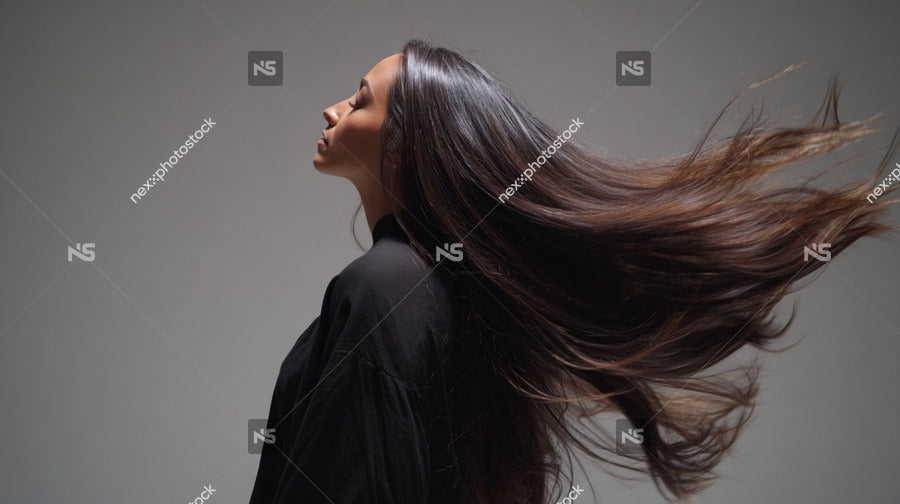 Long Hair Blowout Photoshoot — Stock Photo