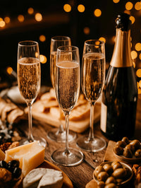 Champagne Toast With Cheese Board — Stock Photo