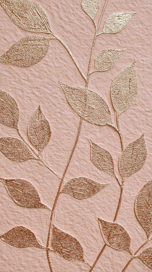 Gold Leaf Wall Art With A Floral Design Leaves And Branches In A Copper Rose Gold Tone — Stock Photo