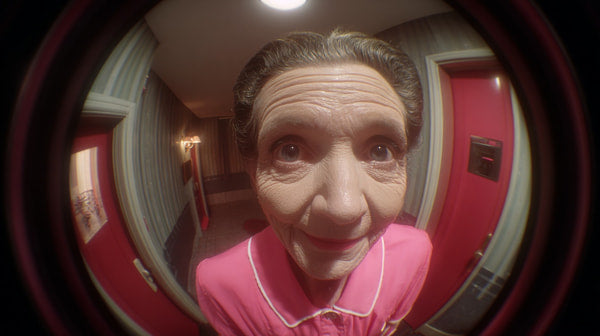 A Woman S Face Is Captured In A Distorted Mirror Reflection Creating An Unusual And Intriguing Visual Effect — Stock Photo