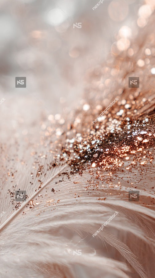 Sparkling Confetti With A Feather Like Texture Captured In Close Up From An Overhead Angle Against A White Background — Stock Photo