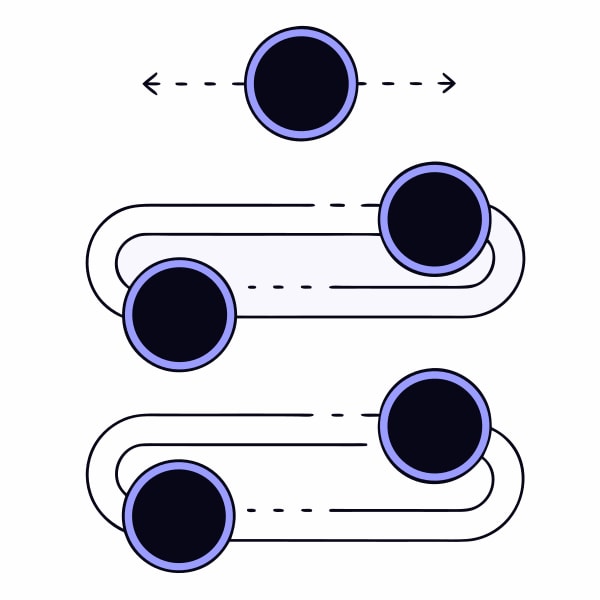 Isolated Graphic Design Illustration Of A Three Step Process With Circles And Arrows On A White Background — Stock Vector