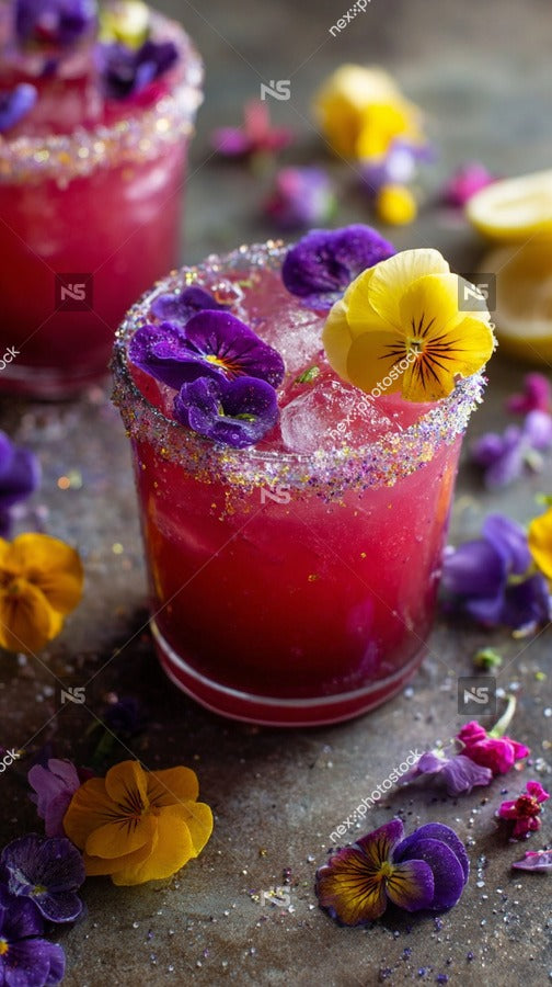Colorful Cocktails With Flowers On A Table — Stock Photo