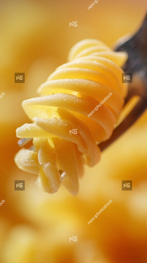 Displays A Close Up View Of A Spiral Pasta With A Golden Hue Indicating It Is Cooked Baked — Stock Photo