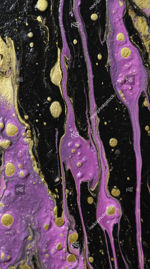 Abstract Art With Vibrant Colors And Splashy Patterns A Mix Of Purple Yellow And Black Hues — Stock Photo