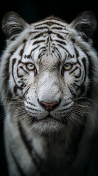 Tiger Portrait With Close Up View Of Its Face Showcasing Detailed Fur Patterns And Striking Eyes — Stock Photo