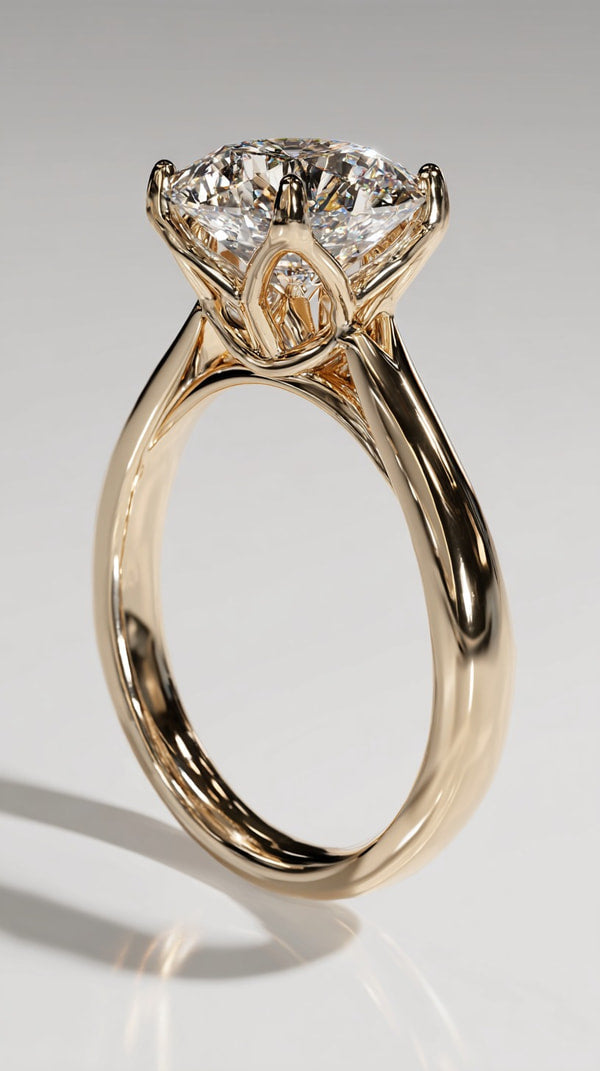 A Gold Engagement Ring With A Diamond Centerpiece — Stock Photo