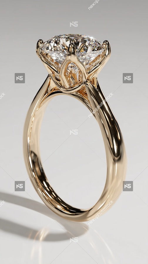 A Gold Engagement Ring With A Diamond Centerpiece — Stock Photo