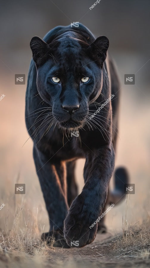 A Black Panther Walking Through A Field — Stock Photo