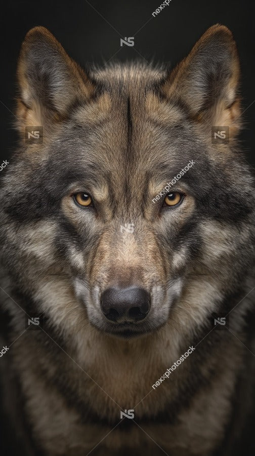 A Wolf With Piercing Eyes Captured In A Close Up Shot Against A Dark Background — Stock Photo