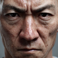 A Close Up Portrait Of A Man With An Intense Expression Captured In A Studio Setting With A Neutral Background — Stock Photo