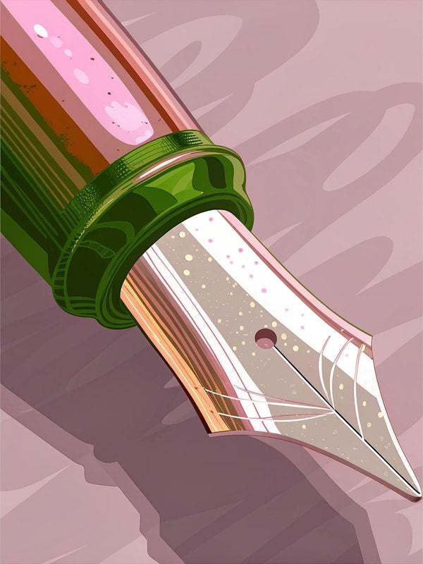 Vintage Fountain Pen With Gold Nib — Stock Illustration