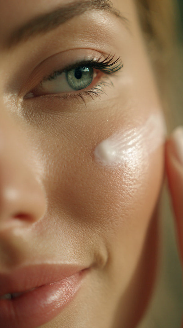 A Woman With A Radiant Complexion Showcasing Her Skincare Routine In A Close Up Portrait — Stock Photo
