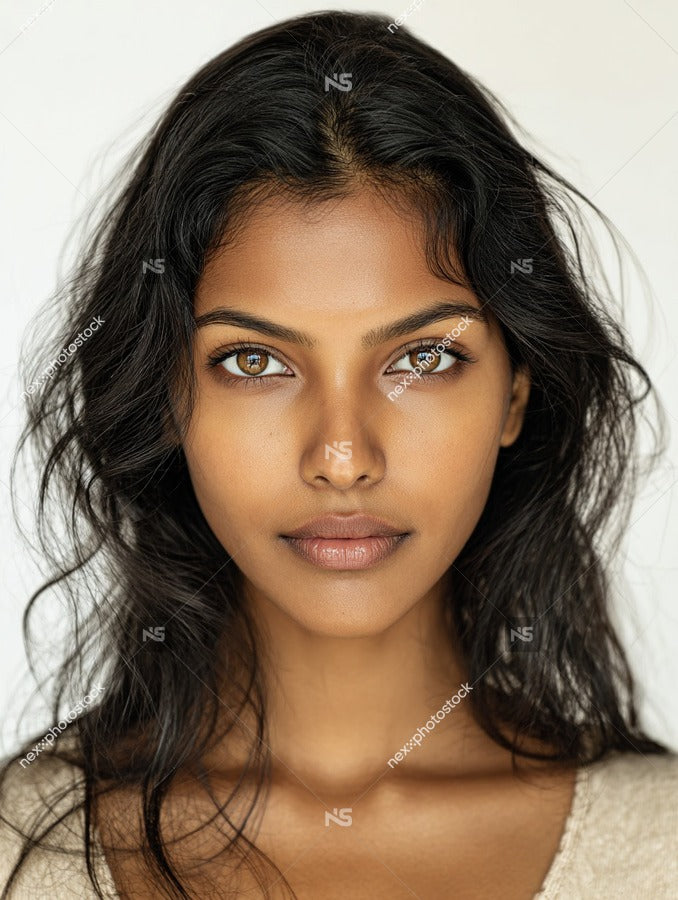 Woman With Long Hair And A Neutral Expression — Stock Photo