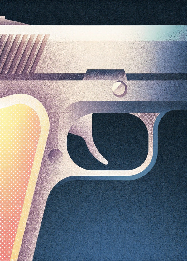 Handgun With A Blue Background — Stock Illustration