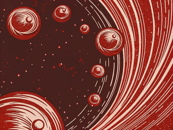 Red Planet Illustration With A Space Theme Planets And Stars In A Stylized Manner — Stock Illustration
