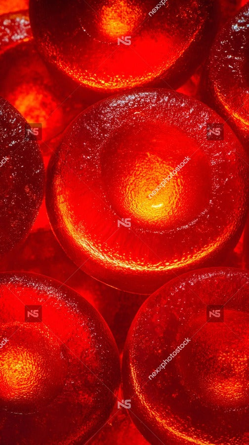 Red Glowing Balls In A Close Up Shot With A Focus On Their Vibrant Color And Luminescence — Stock Photo