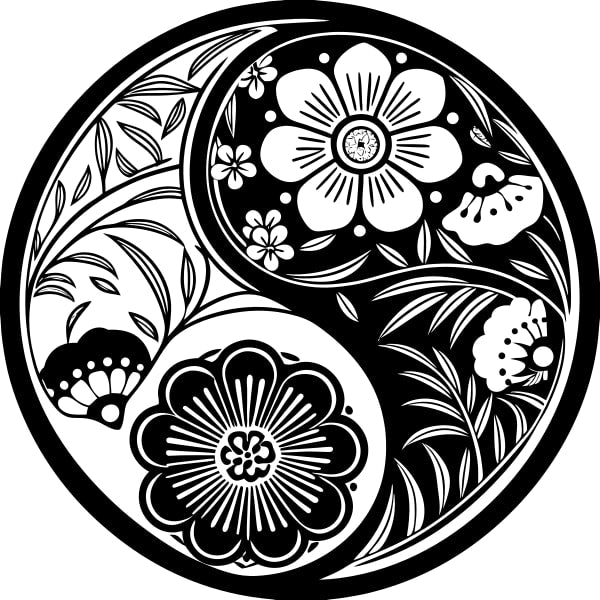 Black And White Floral Mandala Design — Stock Vector