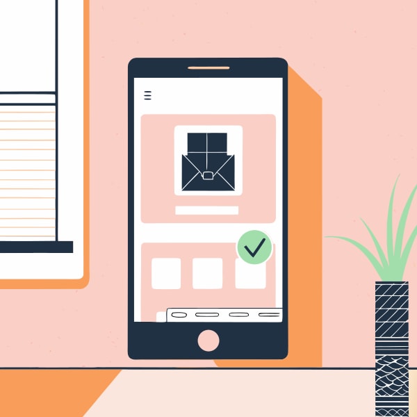 Illustration Of A Smartphone An Online Shopping Cart Interface With A Checkmark Indicating Selection — Stock Vector