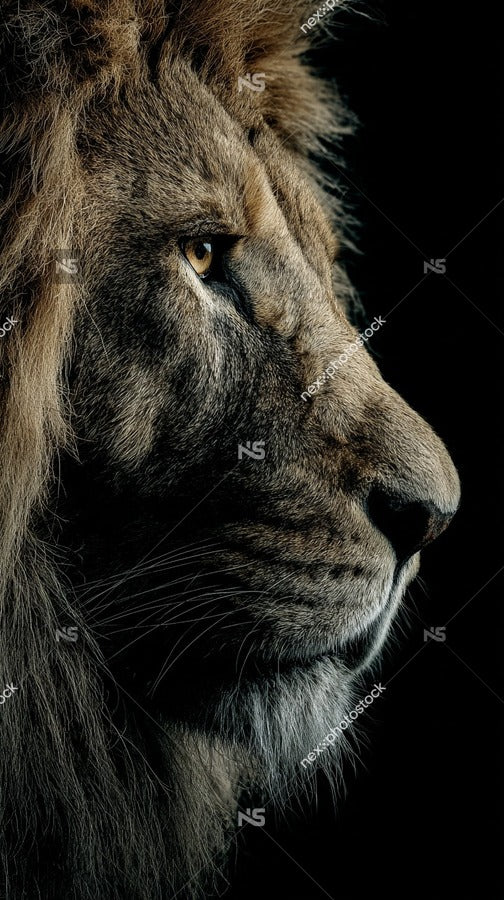 Lion Portrait With A Close Up View Of Its Face Showcasing The Majestic Animal S Powerful Gaze And Detailed Fur Texture — Stock Photo