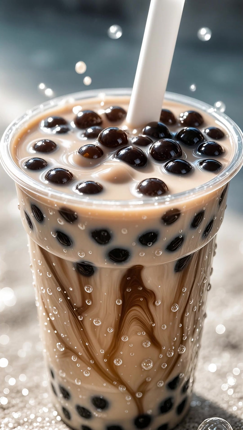 features a tall cup of coffee with ice cubes and blackberries topped with whipped cream - Stock Video