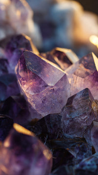 Amethyst Crystals In Close Up Showcasing Their Unique Purple Hue And Intricate Facets Set Against A Dark Background — Stock Photo