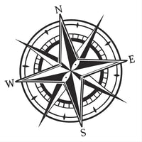Black And White Compass With Cardinal Directions Labeled In Black Text — Stock Vector