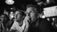 A Photograph Two Men In An Indoor Setting That To Be A Bar Restaurant — Stock Photo